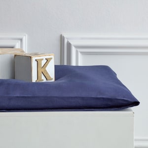 Pokrowiec KraftKids na przewijak lniany niebieski ciemnoniebieski