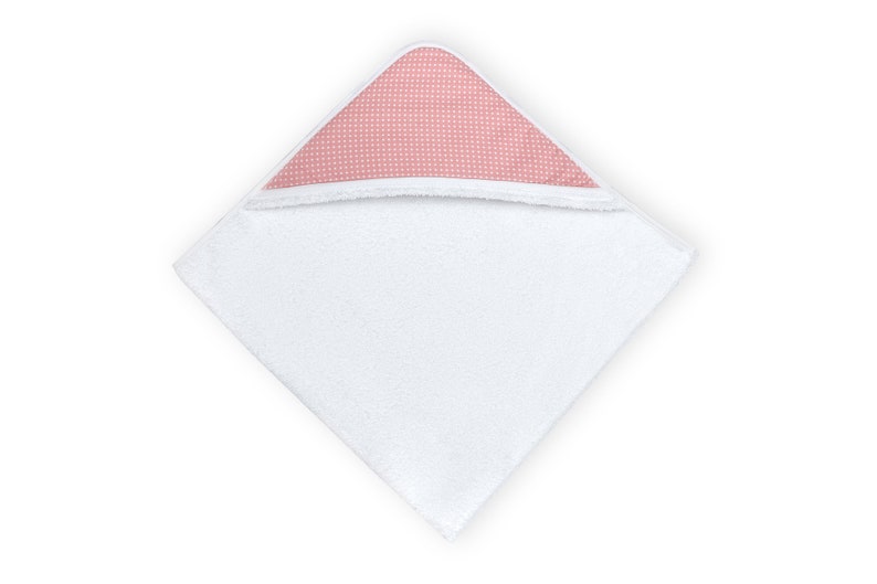 KraftKids hooded towel white dots on coral pink image 2