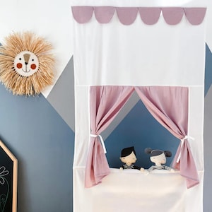 KraftKids poppentheater Punch en Judy theater dubbele crêpe roze inclusief telescopische stang