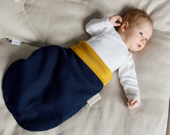 KraftKids Strampelsack Frühling Sommer aus doppellagigen Stoff Musselin dunkelblau (mehrere Varianten)