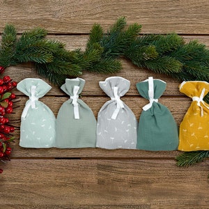 Calendrier de l'Avent KraftKids en mousseline jaune, vert et gris
