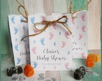 Pack of 10 Personalised Baby Shower Small Favour Paper Bags