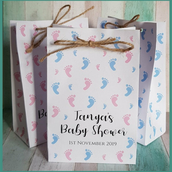 Pack of 10 Personalised Baby Shower Gift Paper Bags