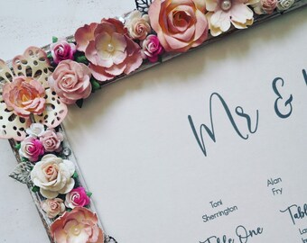 A3 floral frame vintage wedding table plan / seating plan