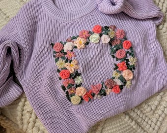 Custom floral letter sweater