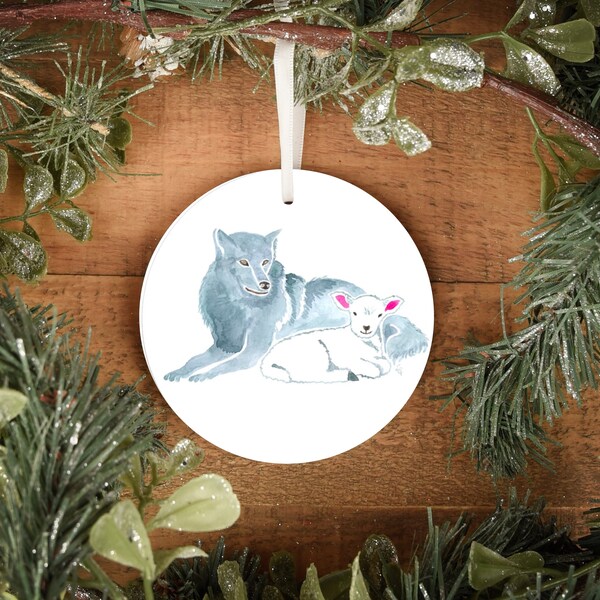 Wolf And The Lamb Metal Jesse Tree Ornaments