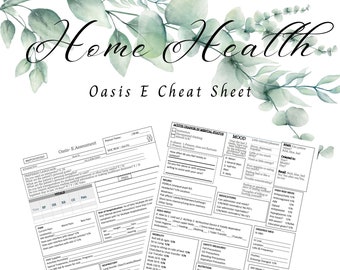 Home Health Oasis E Cheat Sheet SOC/ROC W/ Daily Patient Planner and Miles Log!!