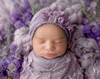 Enchanted Lavender Spring - Newborn Digital Backdrop Collection | Purple Floral Newborn Photography Backgrounds
