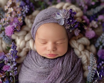 Enchanted Lavender Spring - Newborn Digital Backdrop Collection | Purple Floral Newborn Photography Backgrounds