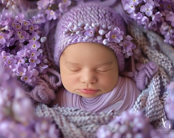 Enchanted Lavender Spring - Newborn Digital Backdrop Collection | Purple Floral Newborn Photography Backgrounds