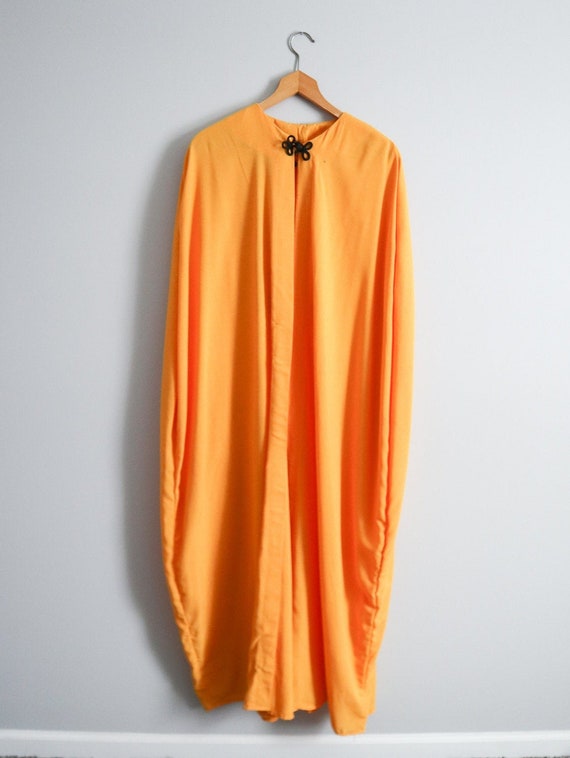 vintage 1970s golden yellow caftan cape with embro