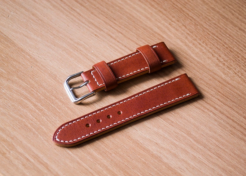 Classic Tapered Leather Watch Strap Fullgrain Handmade Etsy