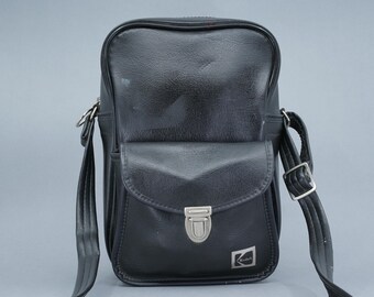 Original Vintage Faux Leather Kodak Camera Shoulder Box Bag Case - Black