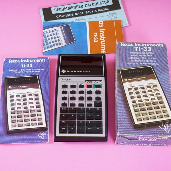 Vintage Texas Instrument TI-33 Calculator - Boxed with Instructions - Working