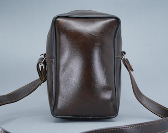 Vintage Faux Leather Camera Shoulder Bag Case - Brown