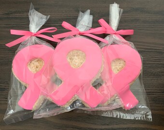 Breast Cancer or Awareness Ribbon Rice Crispie Treats (12)