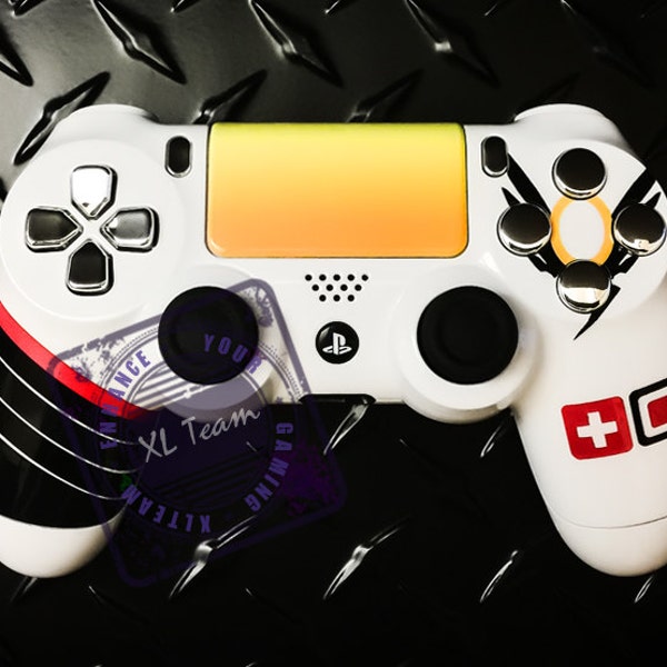 Custom Playstation 4 PS4 DualShock 4 Controller Overwatch Mercy mit Chrom-Silber-Akzenten