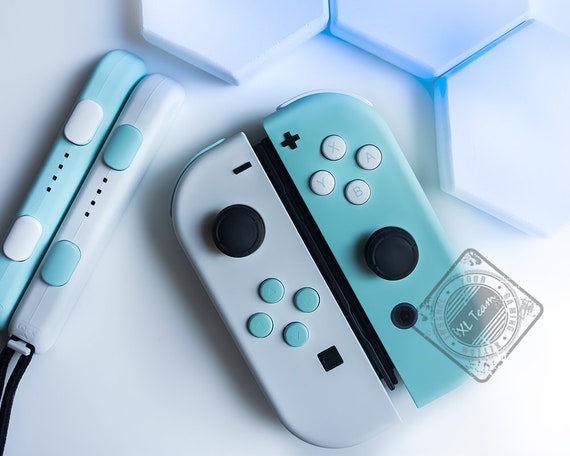 Custom Pastel Baby Pink and Blue Nintendo Switch Joy-con Joycon Controllers  With Comfort Grip 