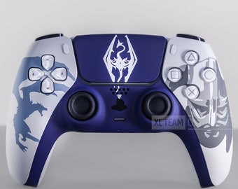 Custom Painted Skyrim Themed PlayStation 5 PS5 DualSense Wireless Controller No Drift Joystick Option