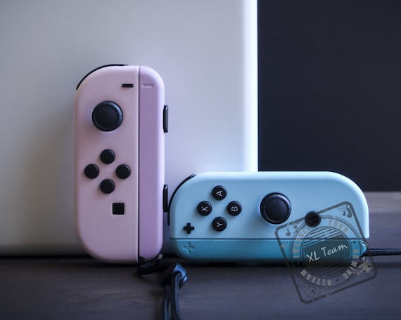 Custom Pastel Pink and Blue Nintendo Switch Joy-con Joycon Controllers 