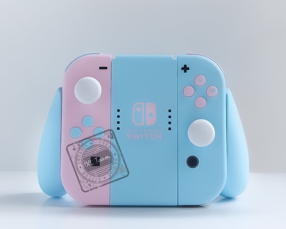 Custom Pastel Baby Pink and Blue Nintendo Switch Joy-con Joycon Controllers  With Comfort Grip 