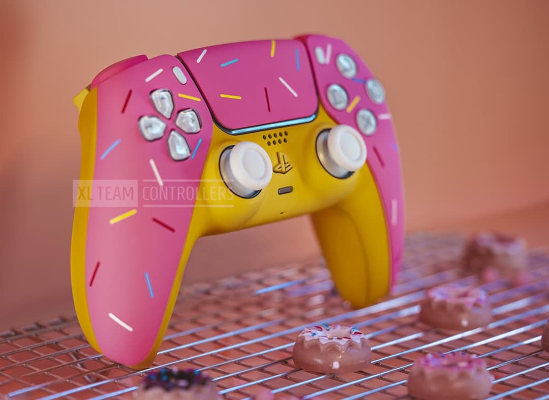 Custom Pink Glazed Doughnut With Sprinkles Themed Playstation 5