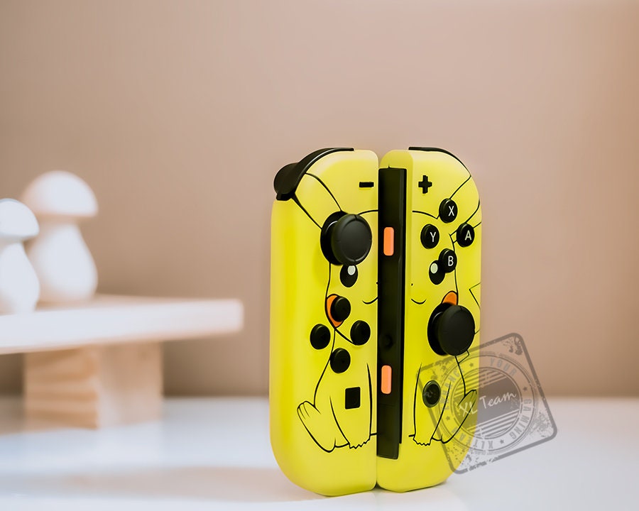 Custom Nintendo Switch Pikachu Eevee Pokemon Theme Style Joy Cons Yellow  Brown