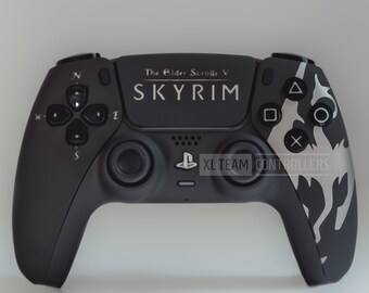 Custom Painted Elder Scrolls V Skyrim Themed PlayStation 5 PS5 DualSense Wireless Controller