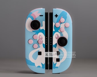 Custom Pokemon Shiny Sylveon Themed Nintendo Switch 2 JoyCons Controllers Custom Painted
