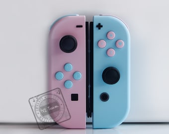 Custom Pastel Baby Pink and Blue Nintendo Switch Joy-Con JoyCon Controllers with Matching Buttons