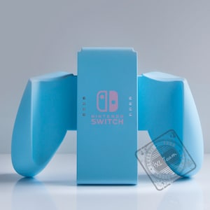 Custom Pastel Baby Blue Pink Nintendo Logo Switch Comfort Grip