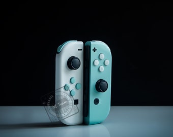 Custom White and Pastel Green Nintendo Switch Joy-Con JoyCon Controllers with Matching Buttons