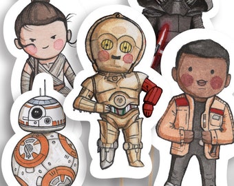 INSTANT DOWNLOAD Extra-Large Star Wars Sequel Centerpieces or Cake Toppers (**Without Props**), The Force Awakens, The Last Jedi Party Decor