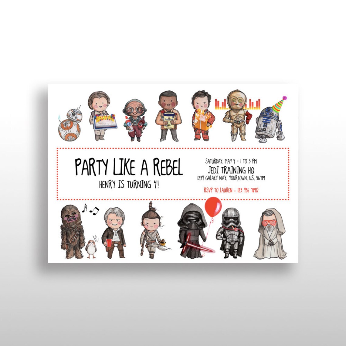 EDITABLE PRINTABLE Star Wars the Force Awakens the Last Jedi | Etsy