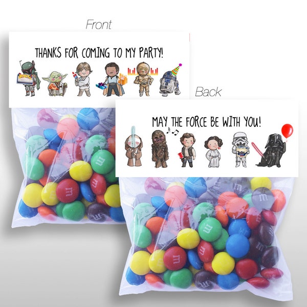 EDITABLE PRINTABLE Star Wars Classic Characters Birthday Party Treat Bag Topper DOWNLOAD, Party Favor, 6 Toppers per Page, .pdf file