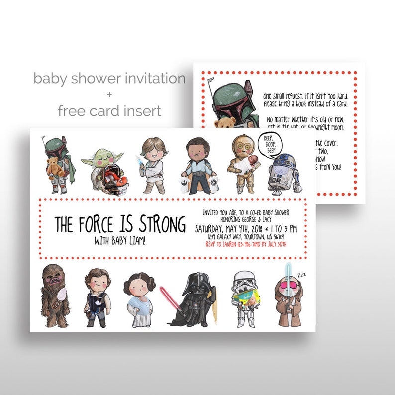 EDITABLE PRINTABLE Star Wars Baby Shower Invitations, Star Wars Themed Baby Shower Invite, instant DOWNLOAD, 2 .pdf files 
