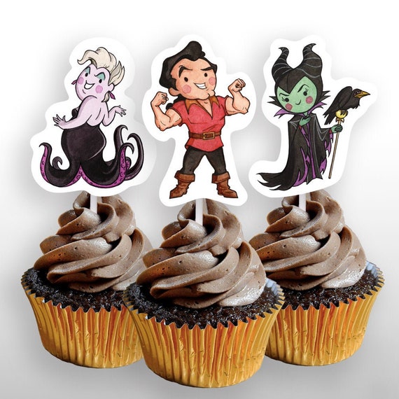 INSTANT DOWNLOAD Disney Villains Characters Cutout Cupcake Toppers no  Props, Disney Villain Party Decorations, Printable, .pdf File - Etsy