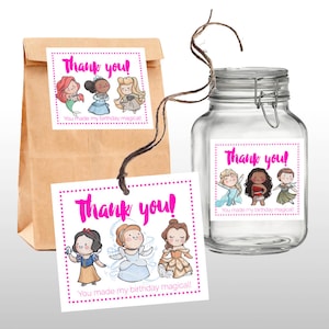 SOFORTIGER DOWNLOAD Disney Prinzessin Favor Tags, Disney Prinzessin Danke Tags, Prinzessin Gastgeschenke, Disney Gefälligkeiten, PRINTABLE 2 .pdf Dateien