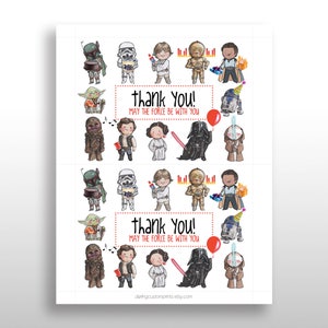 EDITABLE PRINTABLE Star Wars Birthday Thank You Cards, Instant DOWNLOAD ...