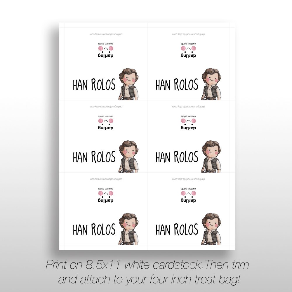 INSTANT DOWNLOAD Star Wars Han Rolos Treat Bag Toppers Han - Etsy