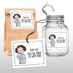 INSTANT DOWNLOAD Princess Leia Star Wars Baby Shower Favor Tags, Thank You Tags, Star Wars Baby Shower Theme, PRINTABLE, 1 .pdf files