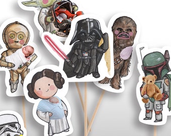 INSTANT DOWNLOAD Star Wars Baby Shower Medium Centerpieces or Cake Toppers, Baby Shower Theme Decorations, Centerpieces, PRINTABLE, pdf file