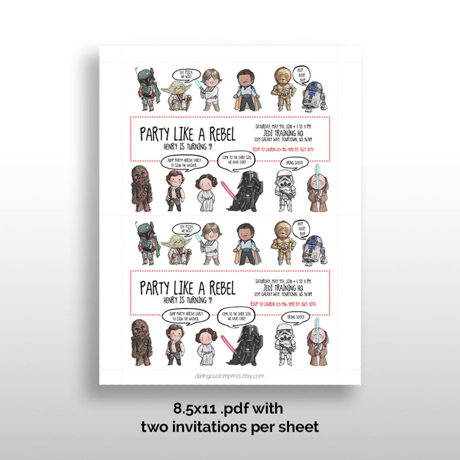 EDITABLE PRINTABLE Star Wars Party Invitation Pdf DOWNLOAD - Etsy