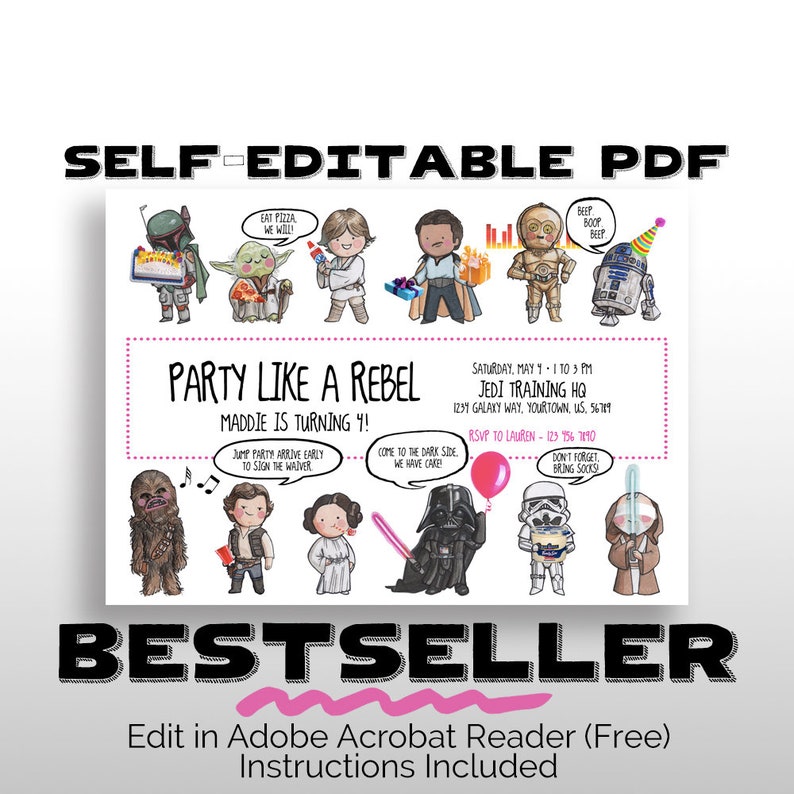 EDITABLE PRINTABLE Star Wars Birthday Invitation with Red Border, Balloon Lightsaber for Darth Vader, Get together Invite, Prompt obtain, pdf photograph relating to Free Printable Star Wars Birthday Invitations identified as EDITABLE PRINTABLE Star Wars Birthday Invitation with Red Border, Balloon Lightsaber for Darth Vader, Get together Invite, Instantaneous down load, pdf