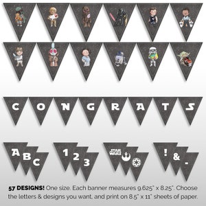 INSTANT DOWNLOAD Star Wars Baby Shower Pennant Banner, Decoration, Baby Shower Decor, PRINTABLE, Characters, Letter, Numbers, Symbols & Logo