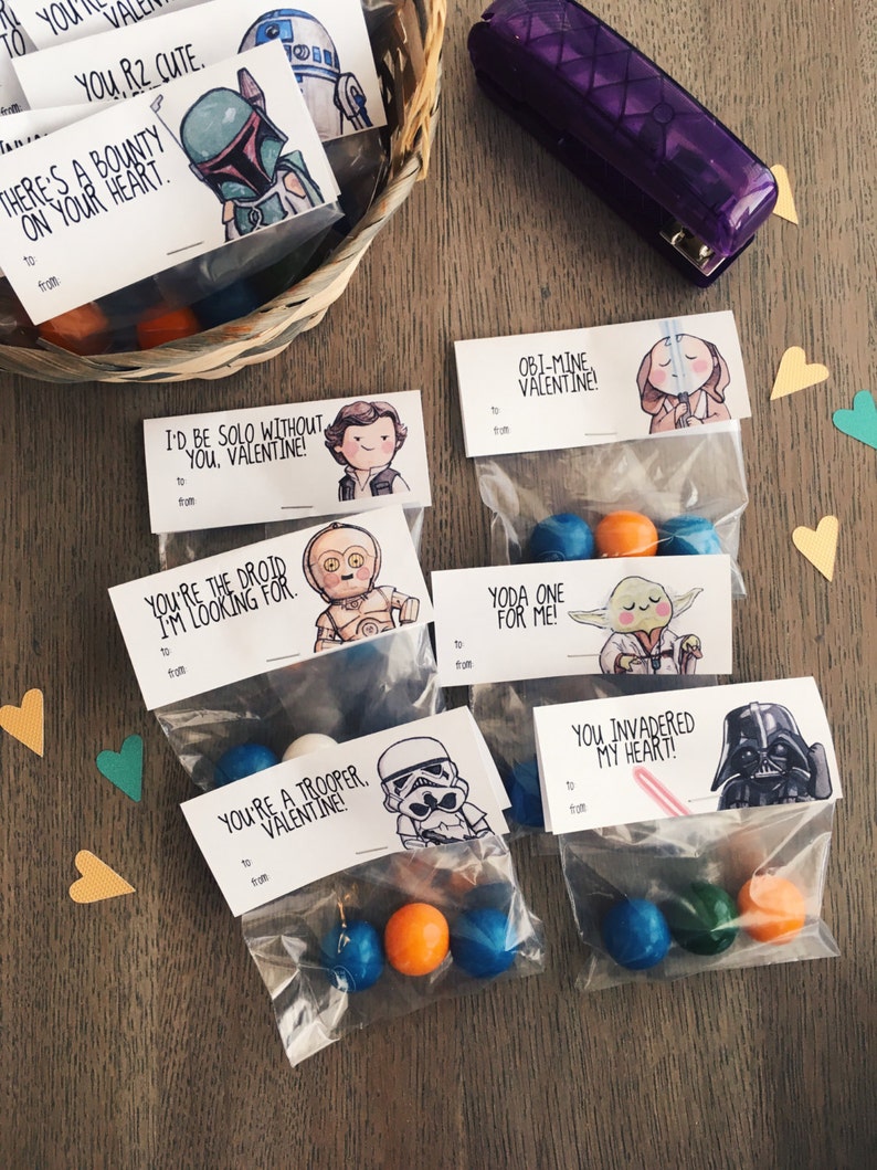 INSTANT DOWNLOAD Star Wars Valentine Treat Bag Topper, 12pc PRINTABLE, 2 .pdf files 画像 1