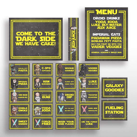 star wars party food labels