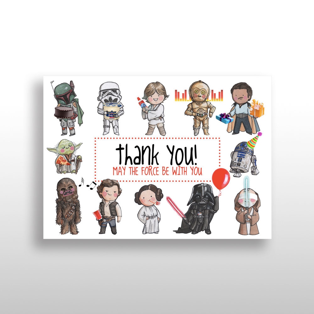 EDITABLE PRINTABLE Star Wars Birthday Thank You Cards instant Etsy