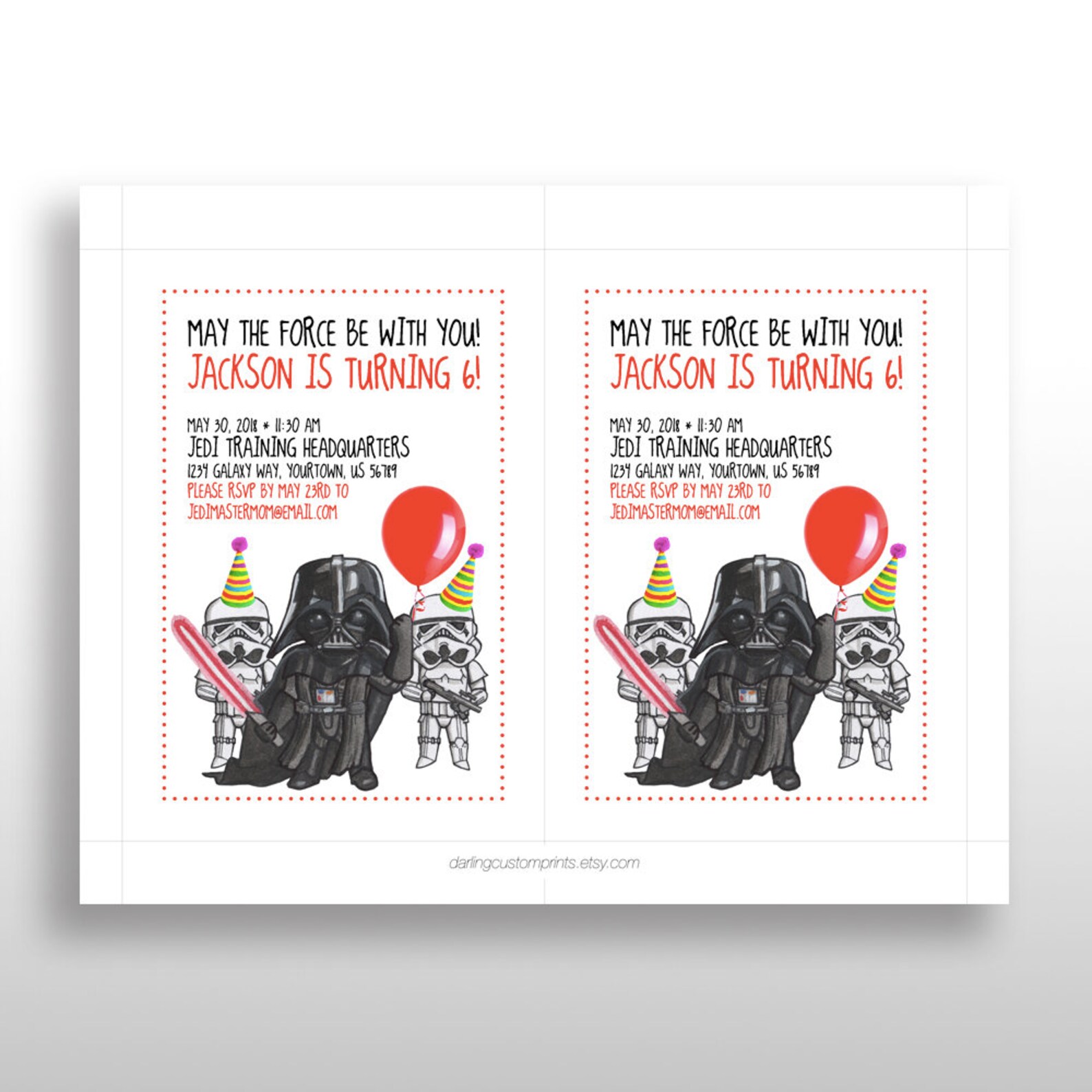 EDITABLE PRINTABLE Star Wars Darth Vader &amp; Stormtroopers Invitations ...