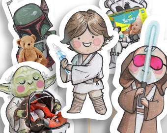 INSTANT DOWNLOAD Extra-Large Star Wars Baby Shower Centerpieces or Cake Toppers, Baby Shower Decorations, PRINTABLE, 12.pdf files zipped